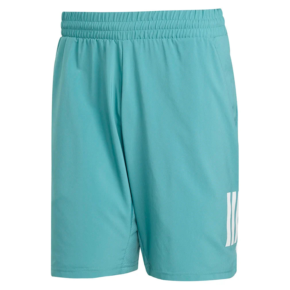 Men`s Club 3 Stripes 9 Inch Tennis Short Powder Teal Apparel Adidas