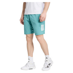 Men`s Club 3 Stripes 9 Inch Tennis Short Powder Teal Apparel Adidas