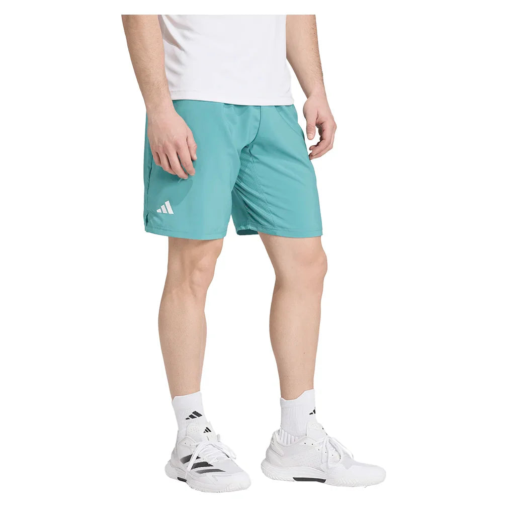 Men`s Club 3 Stripes 9 Inch Tennis Short Powder Teal Apparel Adidas