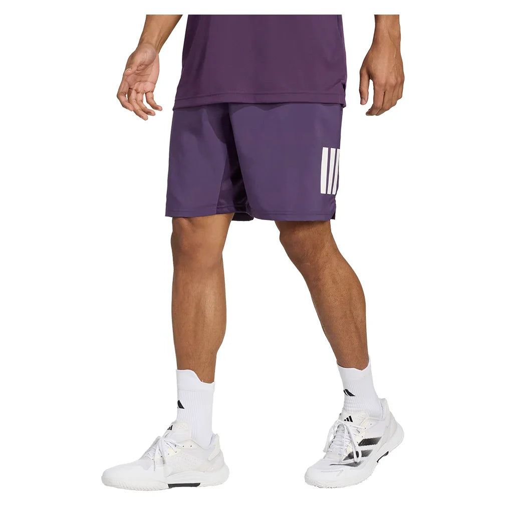 Men`s Club 3 Stripes 7 Inch Tennis Short Aurora Plum Apparel Adidas