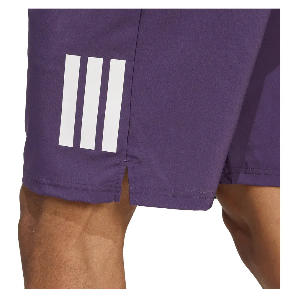 Men`s Club 3 Stripes 9 Inch Tennis Short Aurora Plum Apparel Adidas
