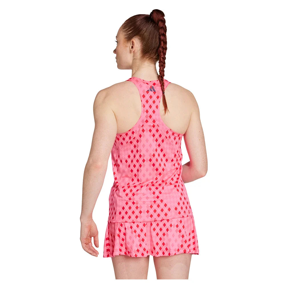 Women`s Club Graphic Tennis Tank Lucid Pink and Better Scarlet Apparel Adidas