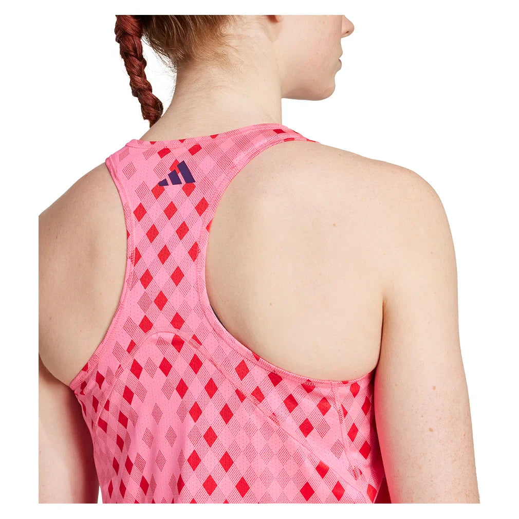 Women`s Club Graphic Tennis Tank Lucid Pink and Better Scarlet Apparel Adidas