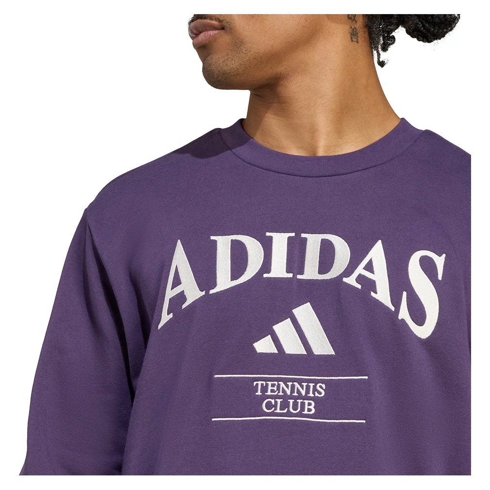 Men`s Heritage Graphic Long Sleeve Tennis Crew Aurora Plum Apparel Adidas
