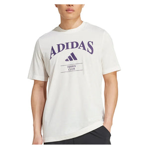 Men`s Heritage Graphic Tennis Tee Chalk White and Aurora Plum Apparel Adidas