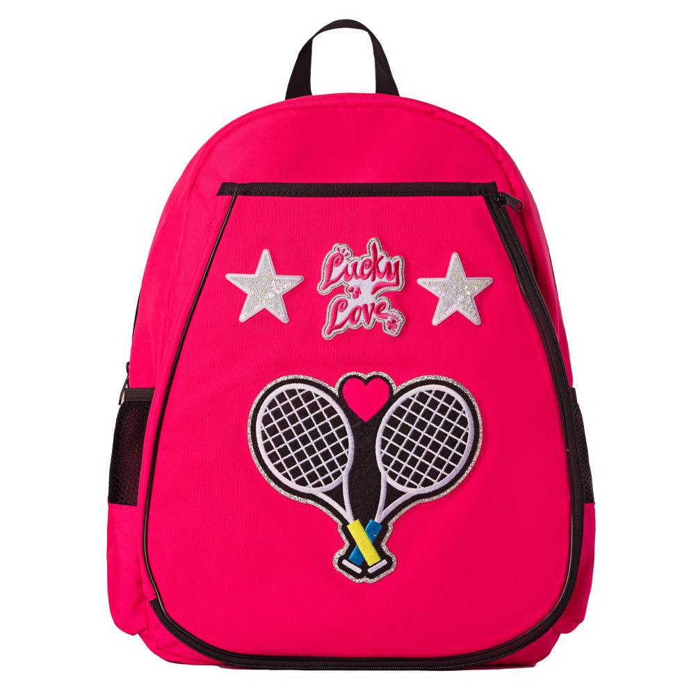 Juniors` Lucky x Supermix Patch Tennis Backpack Shocking Pink Bags Lucky In Love