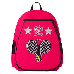 Juniors` Lucky x Supermix Patch Tennis Backpack Shocking Pink Bags Lucky In Love