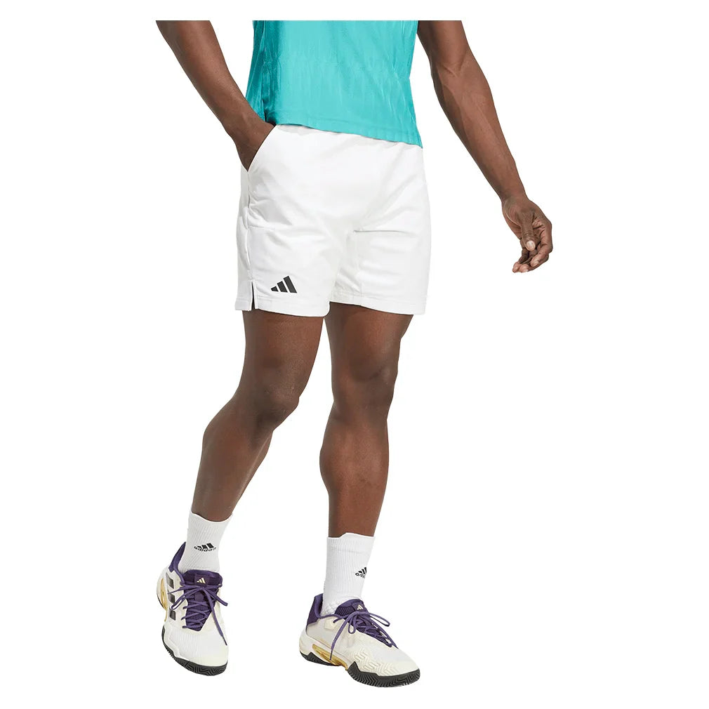 Men`s Ergo 9 Inch Tennis Shorts White Apparel Adidas