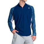 Men`s Nor Cal 1/4 Zip Long Sleeve Tennis Top Malibu Blue Apparel K-Swiss