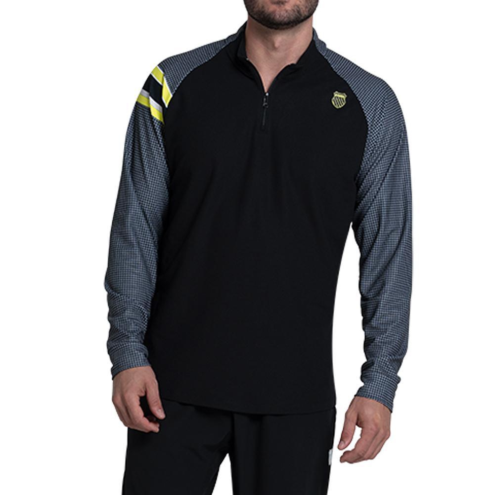 Men`s Striker 1/4 Zip Long Sleeve Tennis Top Black Apparel K-Swiss