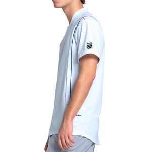 Men`s Monterey Henley Short Sleeve Tennis Top Malibu Blue Apparel K-Swiss