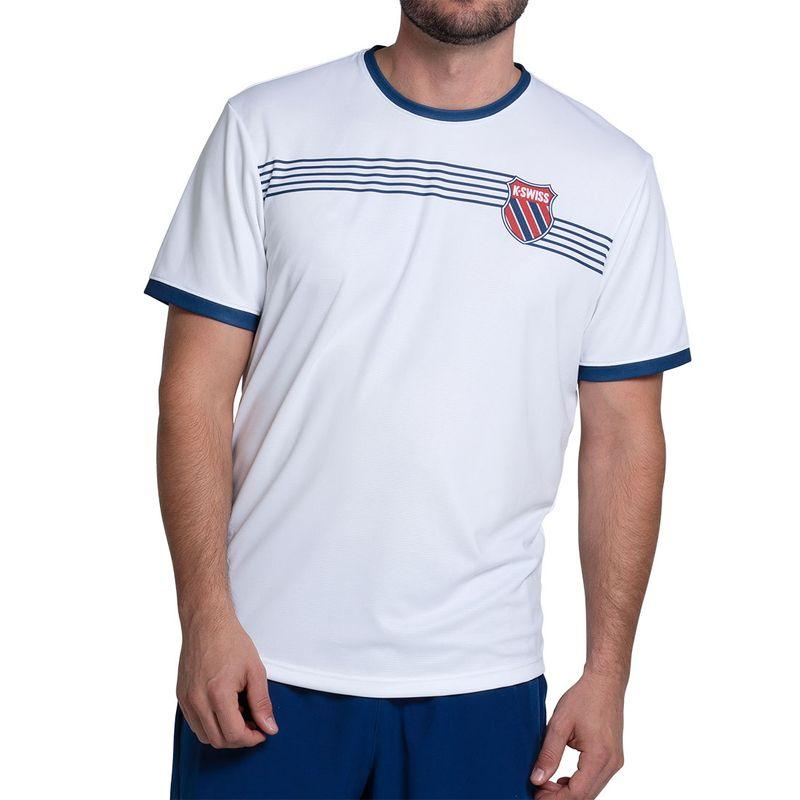 Men`s Tradition Short Sleeve Tennis Top White Apparel K-Swiss