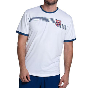 Men`s Tradition Short Sleeve Tennis Top White Apparel K-Swiss