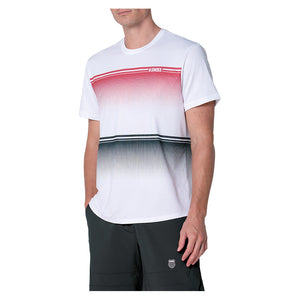 Men`s Gradient Descent Short Sleeve Tennis Top White and Black Apparel K-Swiss