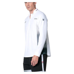 Men`s Striker 1/4 Zip Long Sleeve Tennis Top White and Black Apparel K-Swiss