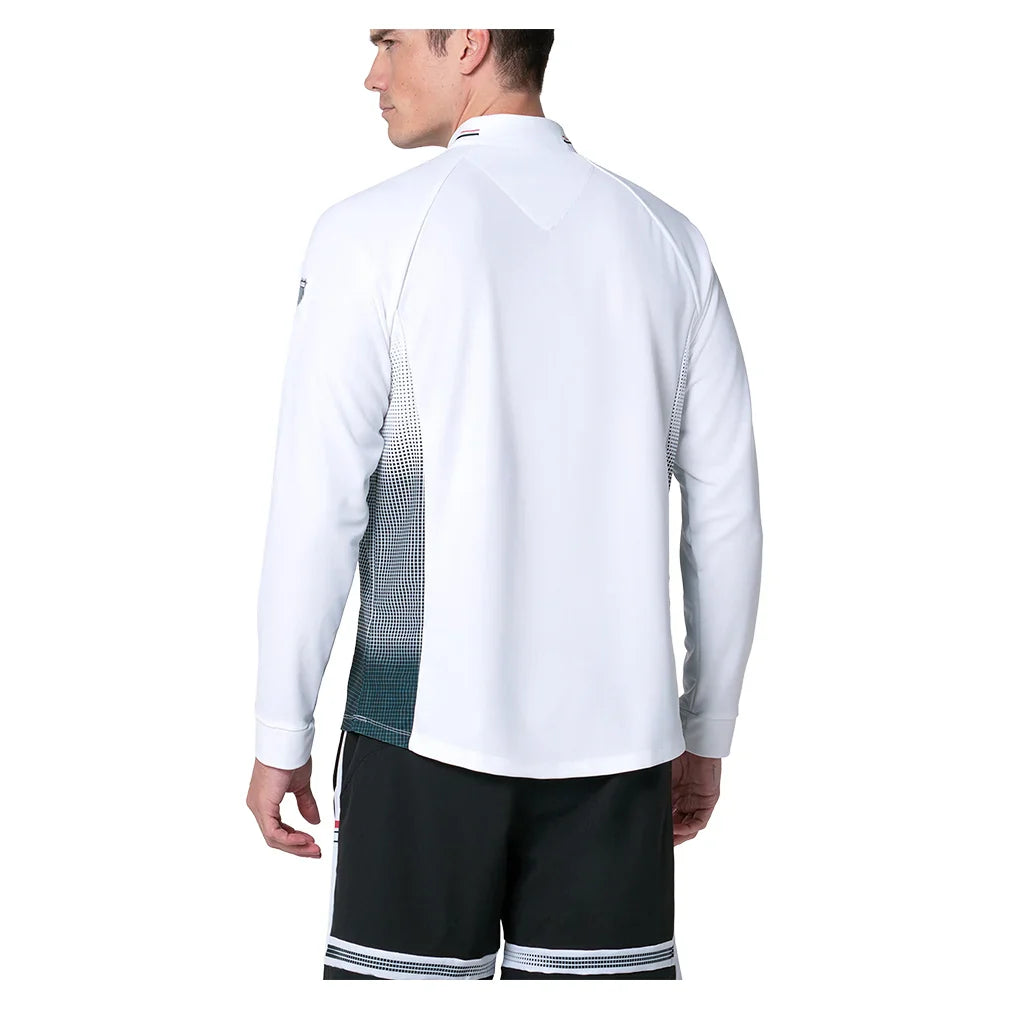 Men`s Striker 1/4 Zip Long Sleeve Tennis Top White and Black Apparel K-Swiss