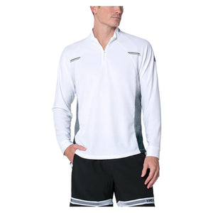 Men`s Striker 1/4 Zip Long Sleeve Tennis Top White and Black Apparel K-Swiss