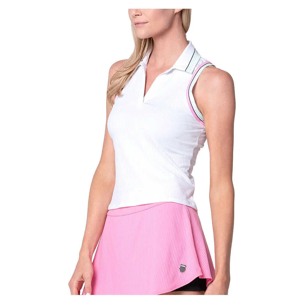 Women`s Set Sleeveless Tennis Polo White and Pink Apparel K-Swiss