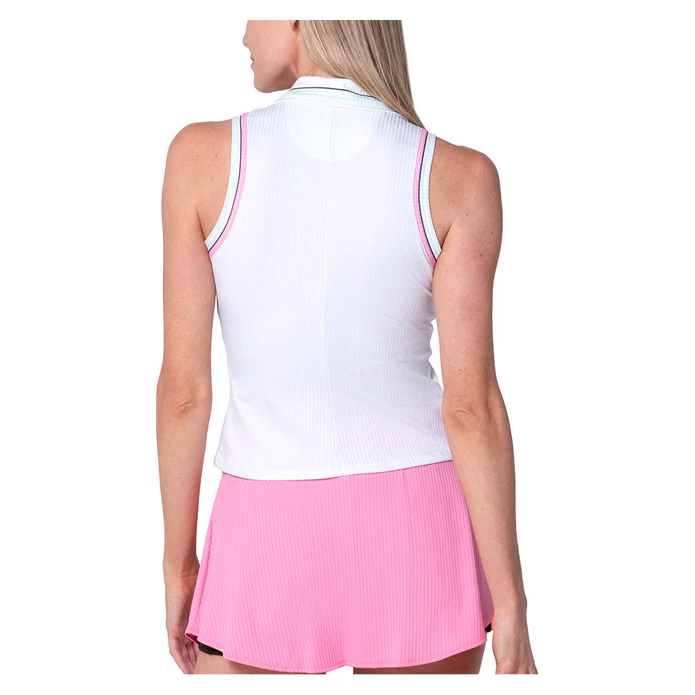 Women`s Set Sleeveless Tennis Polo White and Pink Apparel K-Swiss