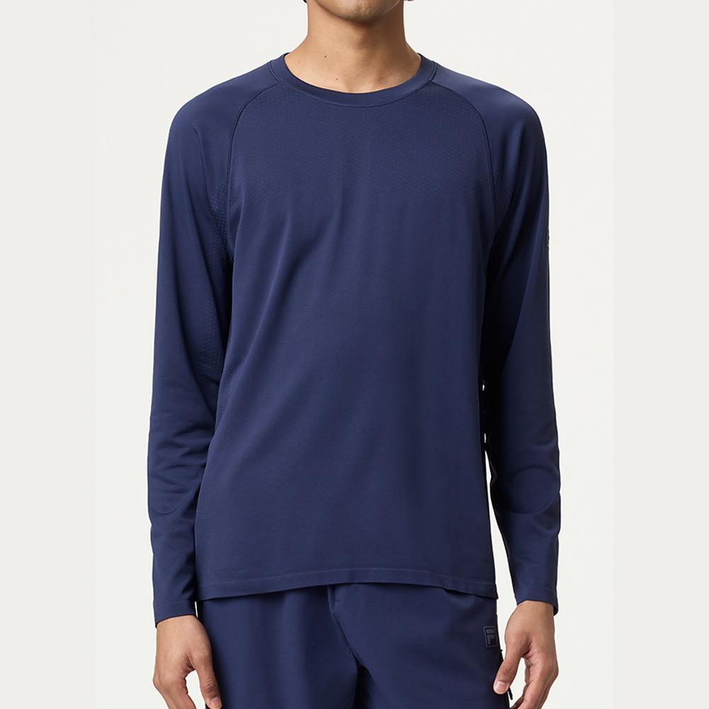 Mens Lucky Ace Seamless Long Sleeve Tennis Top FILA Navy Apparel Fila
