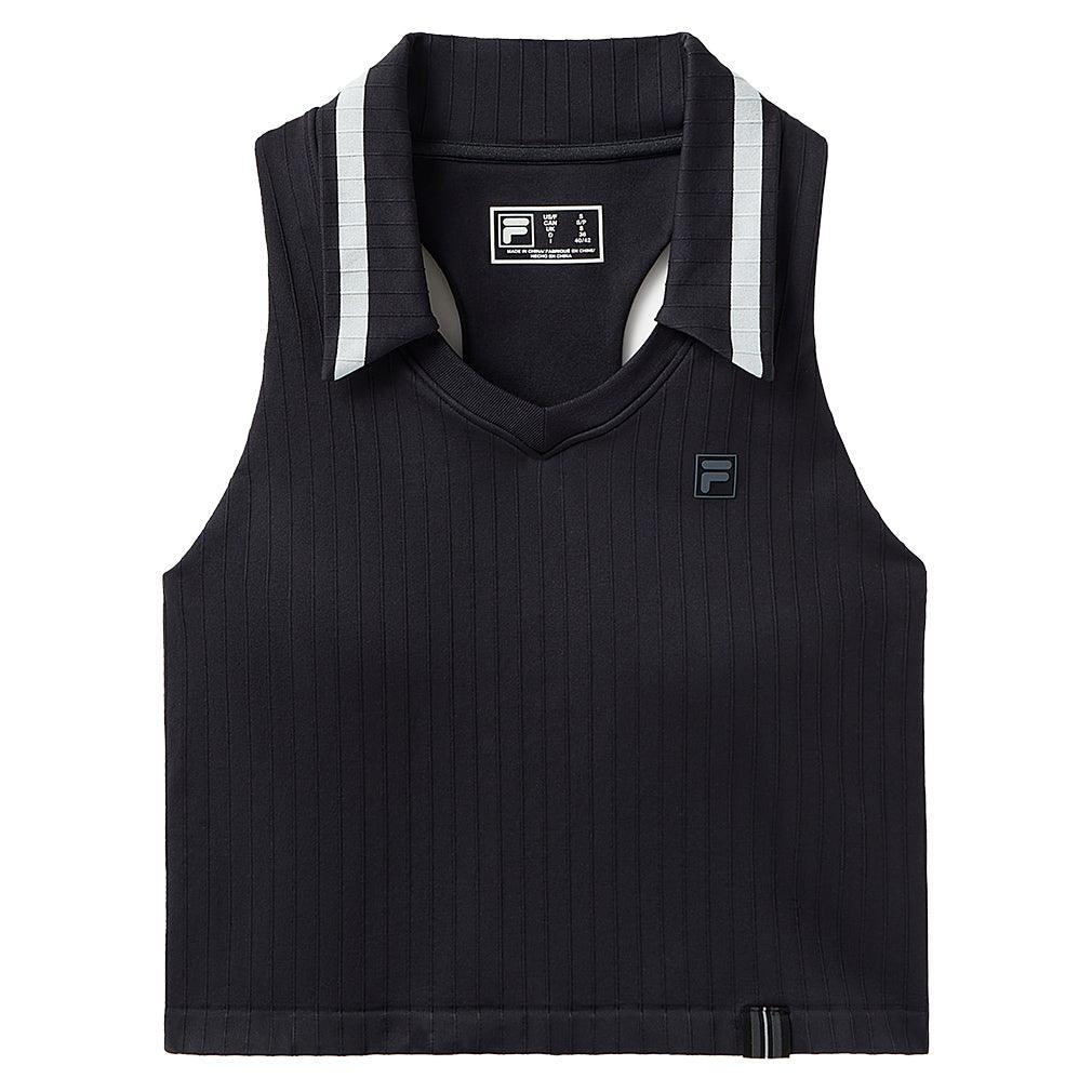 Womens Challenger Seamless Polo Tennis Tank Black and Gardenia Apparel Fila