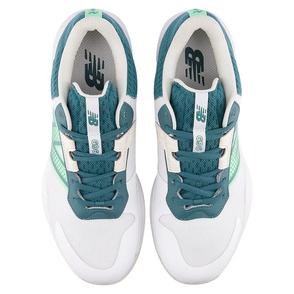 Men`s 696v6 2E Width Tennis Shoes White and Green Footwear New Balance