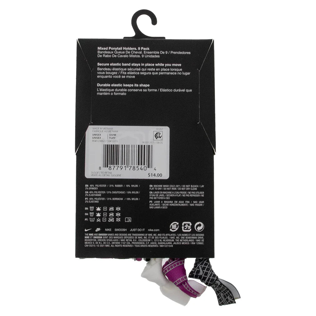 Unisex Mixed Hairbands Reflective Graphic 9 Pack White and Hot Fuchsia Accessories Nike