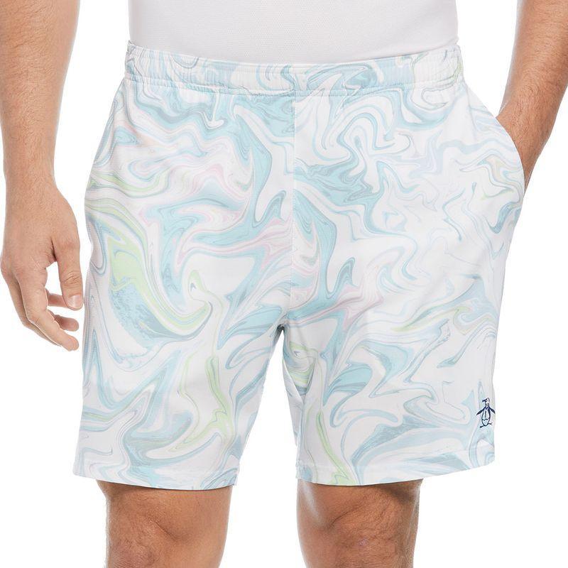 Men's Performance Marble Printed Tennis Short Bright White Apparel Penguin