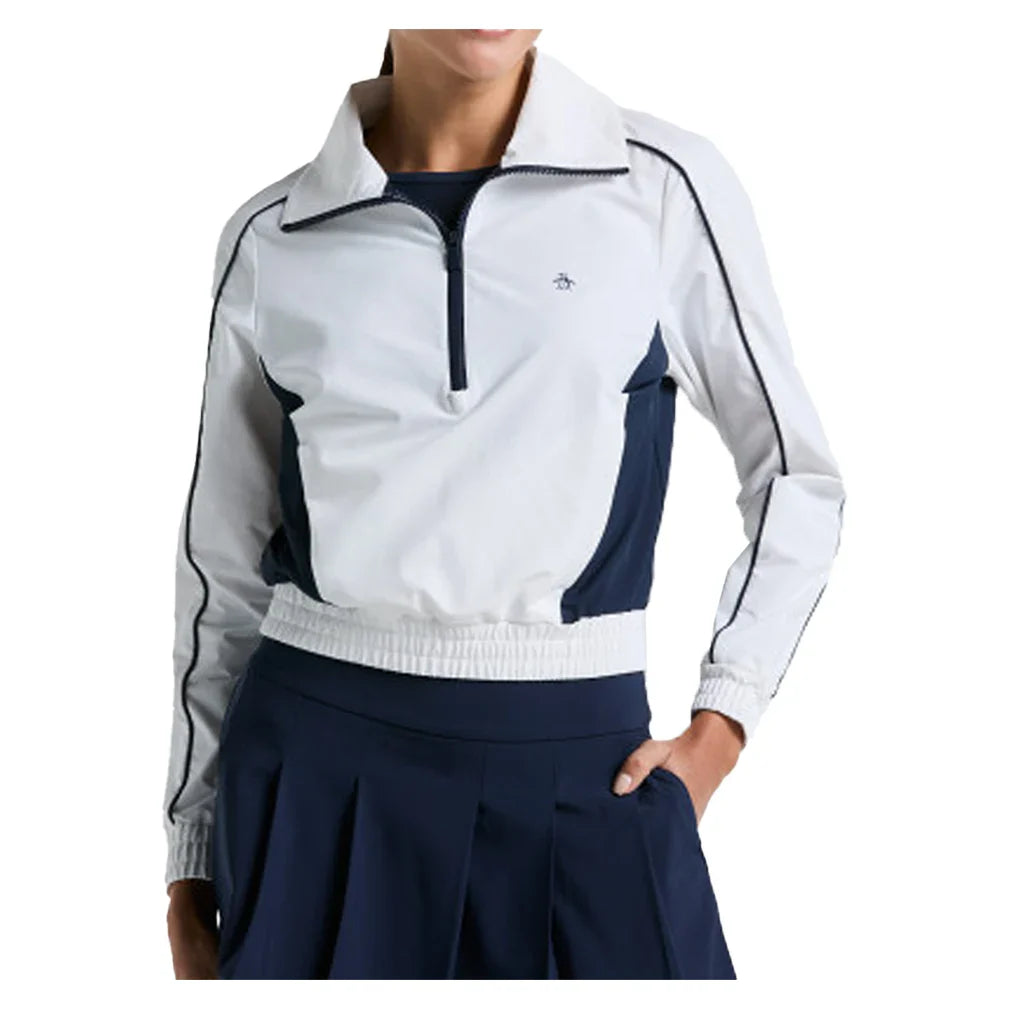 Women`s Color Block 1/4 Zip Tennis Top Bright White Apparel Penguin