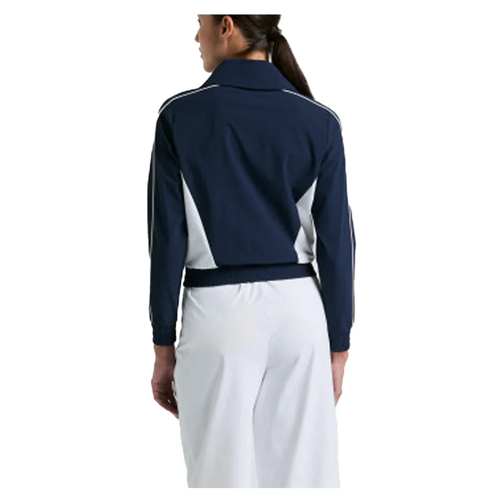 Women`s Color Block 1/4 Zip Tennis Top Black Iris Apparel Penguin
