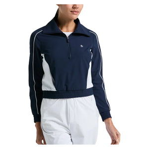 Women`s Color Block 1/4 Zip Tennis Top Black Iris Apparel Penguin