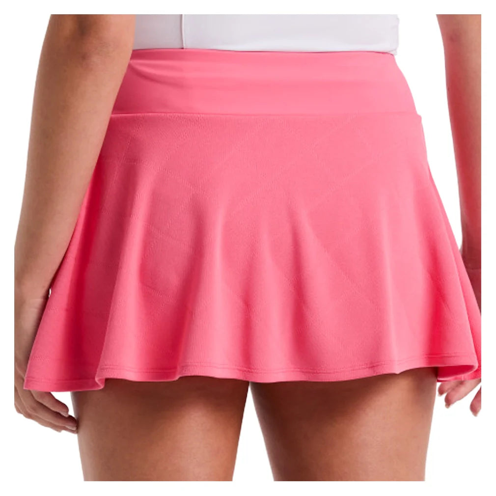 Women`s 13 Inch Grid Jacquard Tennis Skort Camellia Rose Apparel Penguin