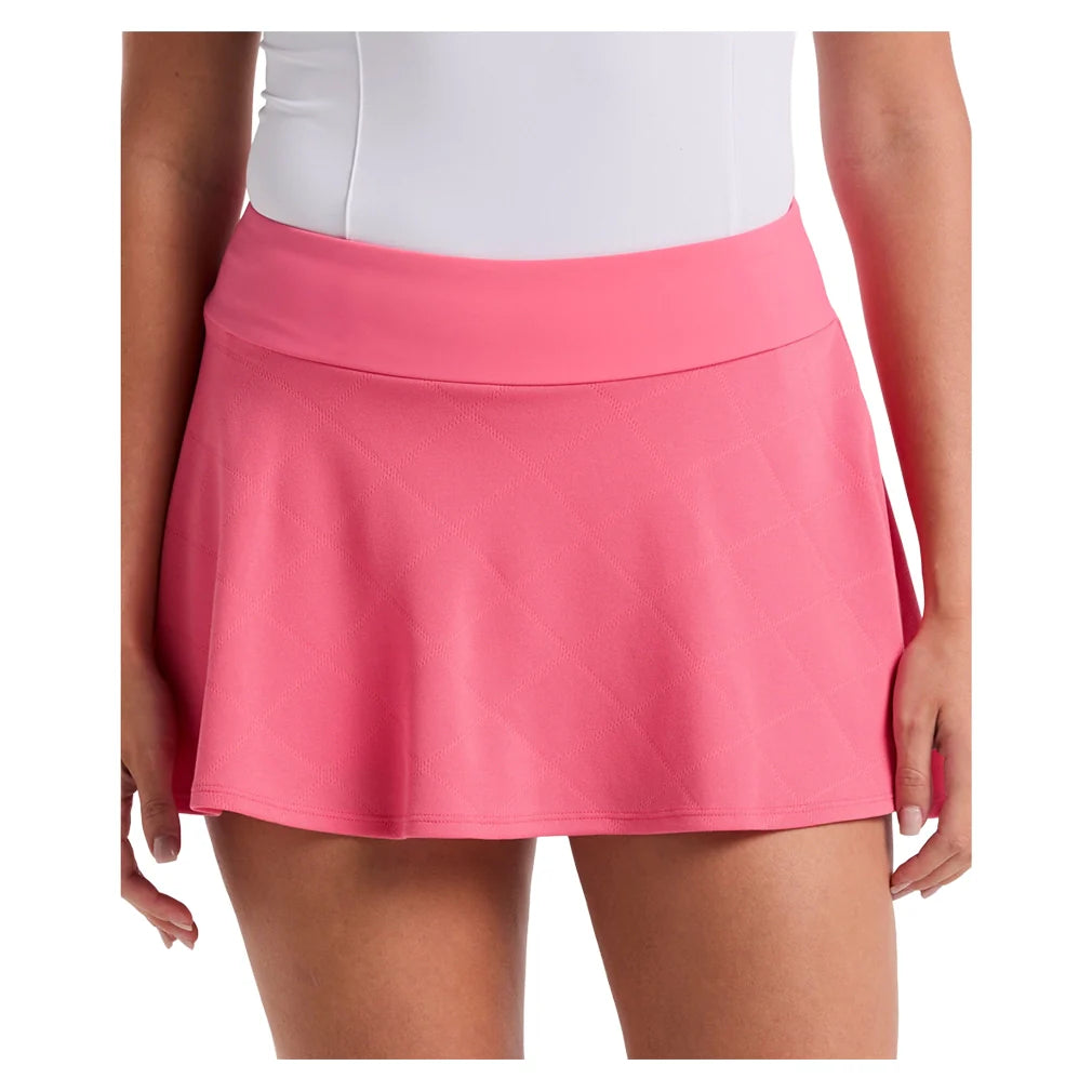 Women`s 13 Inch Grid Jacquard Tennis Skort Camellia Rose Apparel Penguin