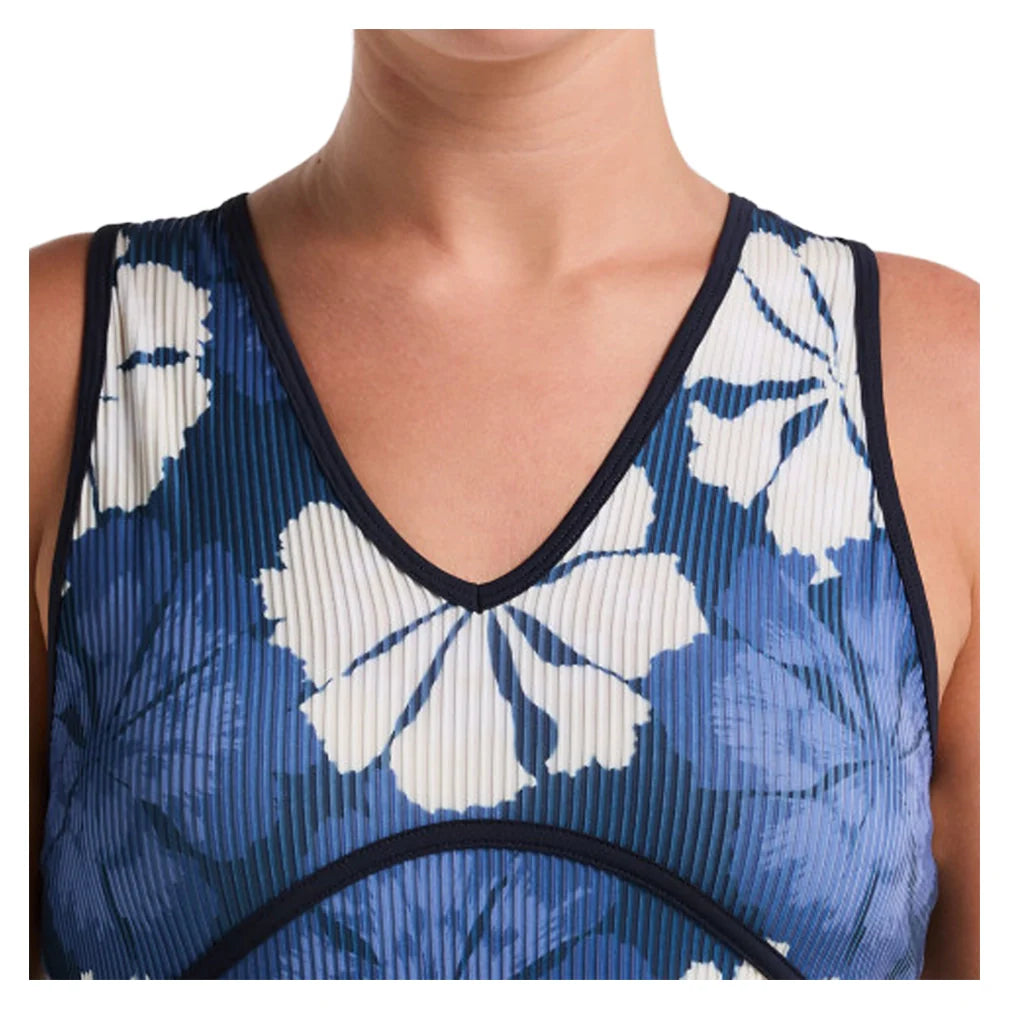 Women`s Fuji Floral Jacquard Tennis Tank Black Iris Apparel Penguin