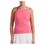 Women`s Grid Jacquard Tennis Tank with Shelf Bra Camellia Rose Apparel Penguin