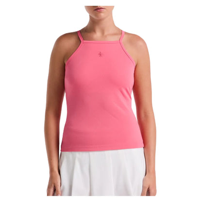 Women`s Grid Jacquard Tennis Tank with Shelf Bra Camellia Rose Apparel Penguin