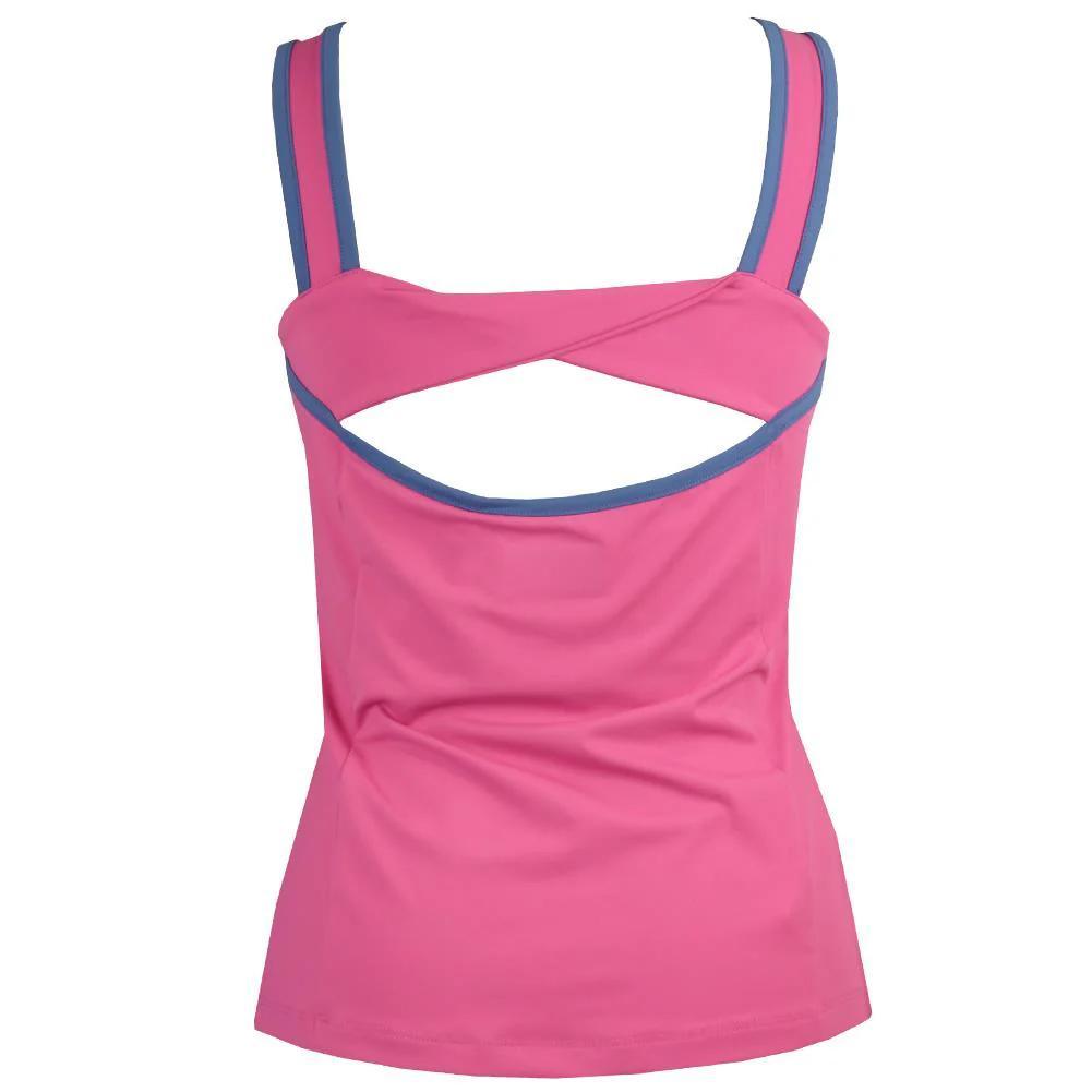 Women's Sweetheart Neckline Tennis Tank with Back Knot Cheeky Pink Apparel Penguin