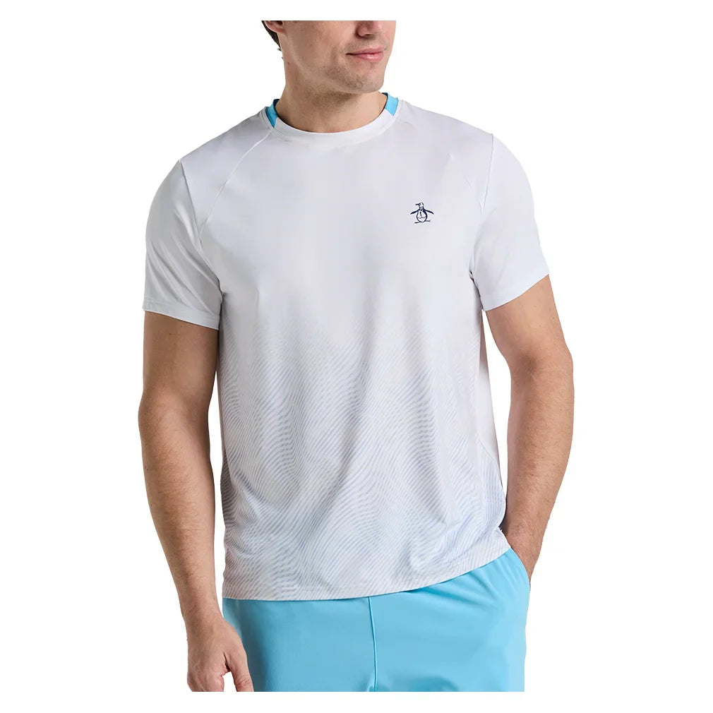 Men`s Performance Ombre Block Tennis Crew Bright White Apparel Penguin
