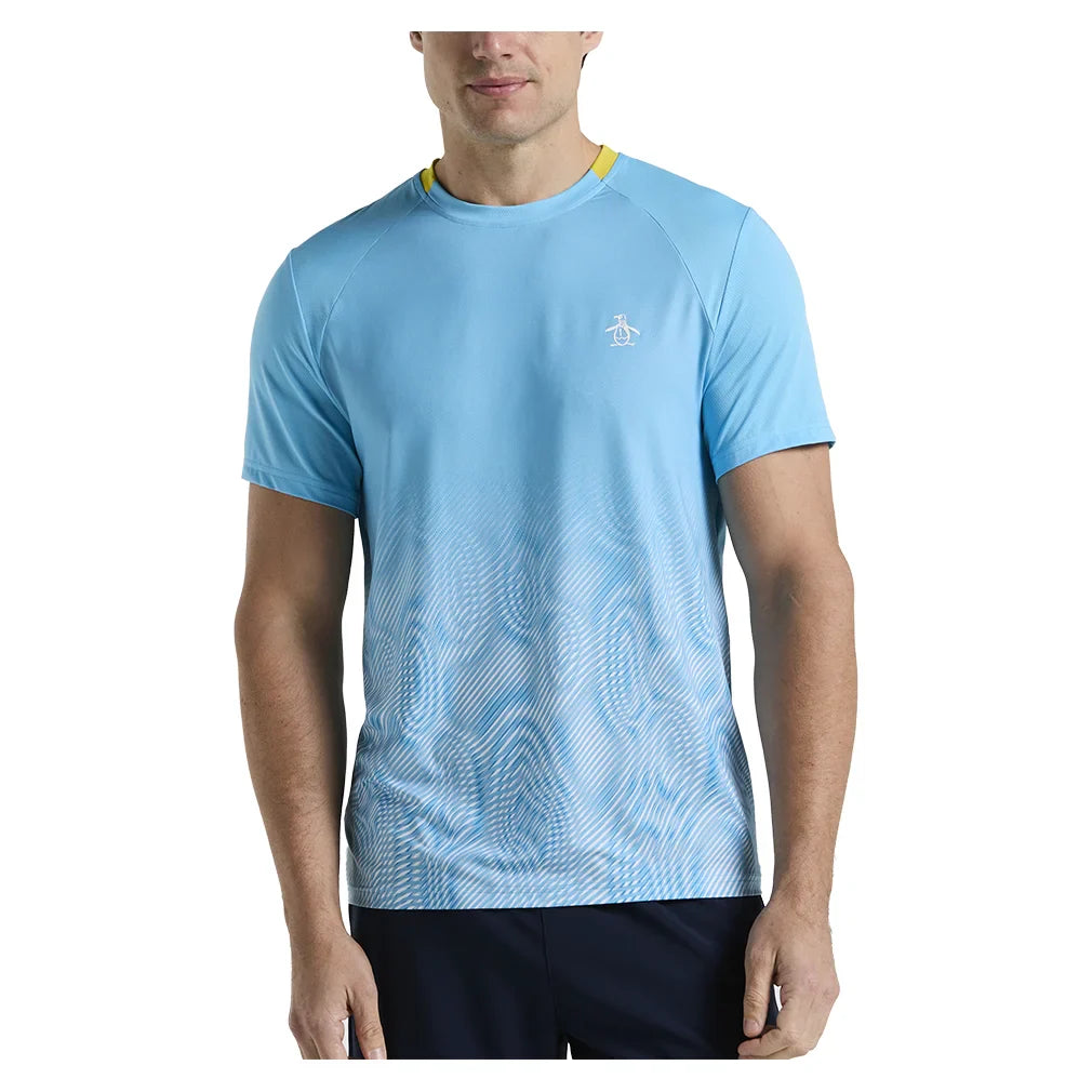 Men`s Performance Ombre Block Tennis Crew Blue Grotto Apparel Penguin