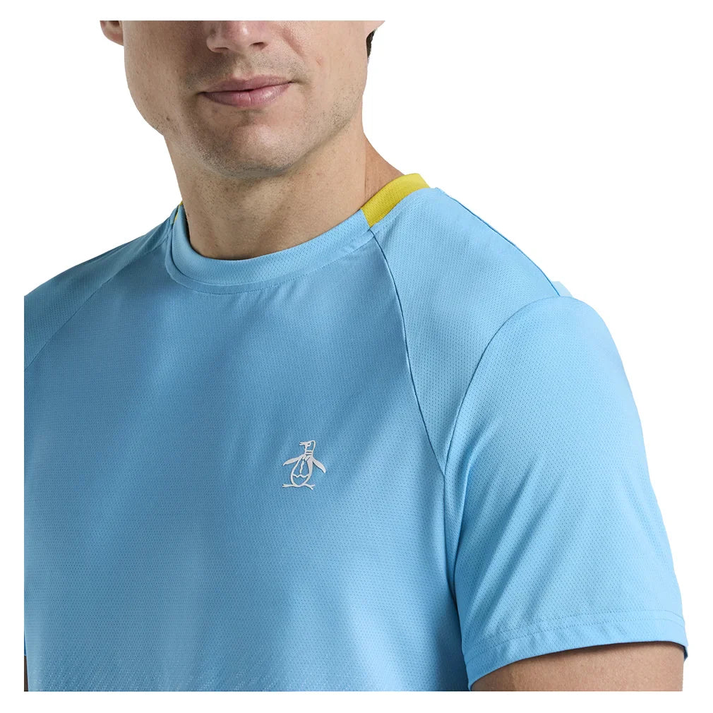 Men`s Performance Ombre Block Tennis Crew Blue Grotto Apparel Penguin