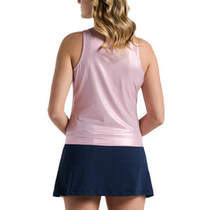 Women`s Metallic Tennis Tank Charm Pink Apparel Penguin