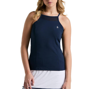 Women`s Essentials Tennis Tank with Mesh Black Iris Apparel Penguin