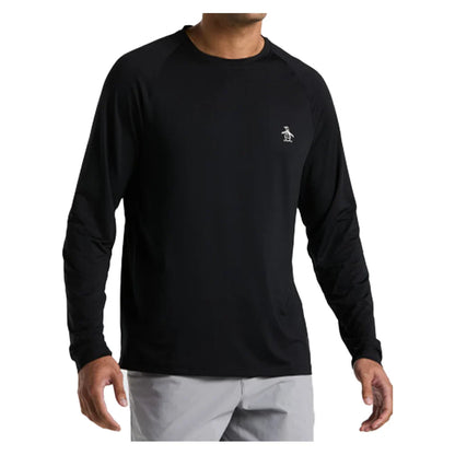 Men's Solid Performance Long Sleeve Tennis Raglan Caviar Apparel Penguin