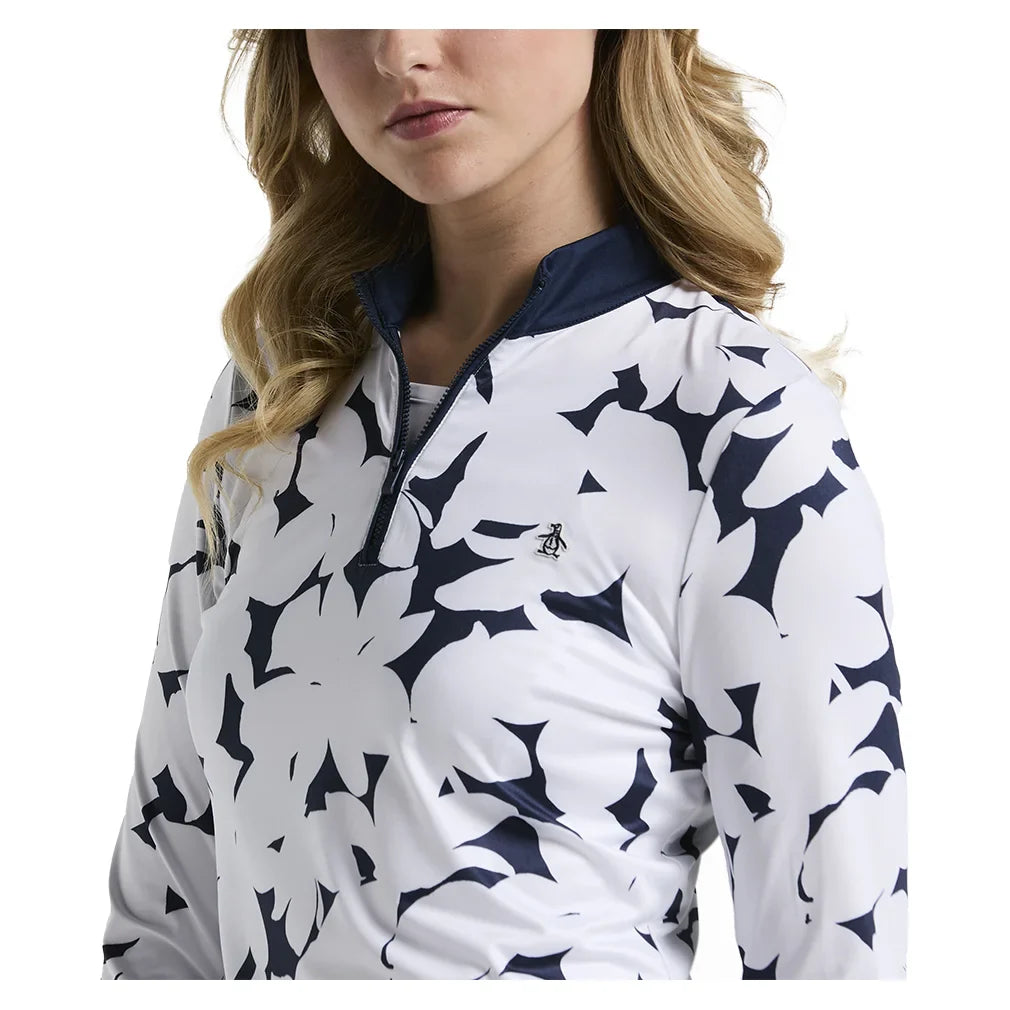 Women`s Riviera Sun Protection Tennis Top Black Iris Apparel Penguin