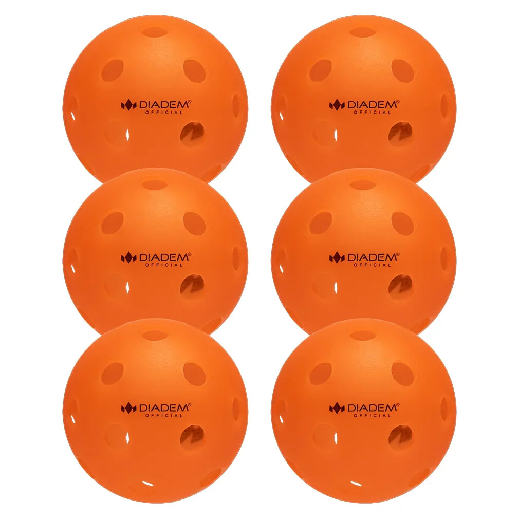 Power 6 Pack Indoor Pickleball Balls Orange Balls Diadem