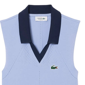 Women`s On Court Sleeveless Tennis Polo Delphinium and Navy Blue Apparel Lacoste