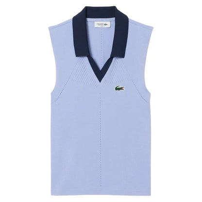 Women`s On Court Sleeveless Tennis Polo Delphinium and Navy Blue Apparel Lacoste
