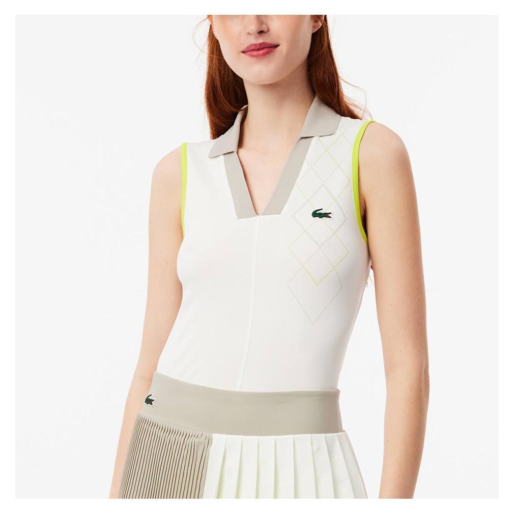 Women's Ultra-Dry UPF30 Tech Tennis Polo White and Hammam Apparel Lacoste
