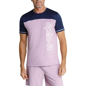 Men`s Lionel Short Sleeve Pickleball Tee Lavender Mist and Chalk Apparel Spin-It