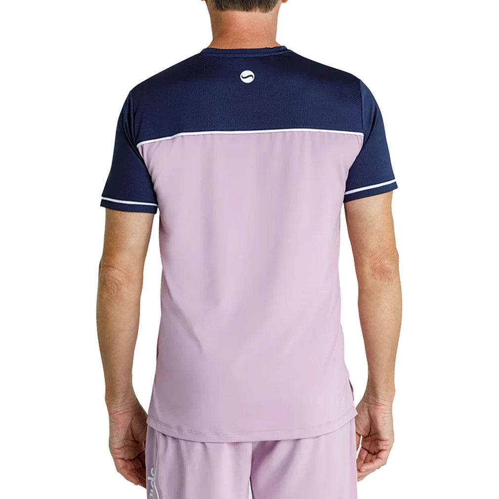 Men`s Lionel Short Sleeve Pickleball Tee Lavender Mist and Chalk Apparel Spin-It